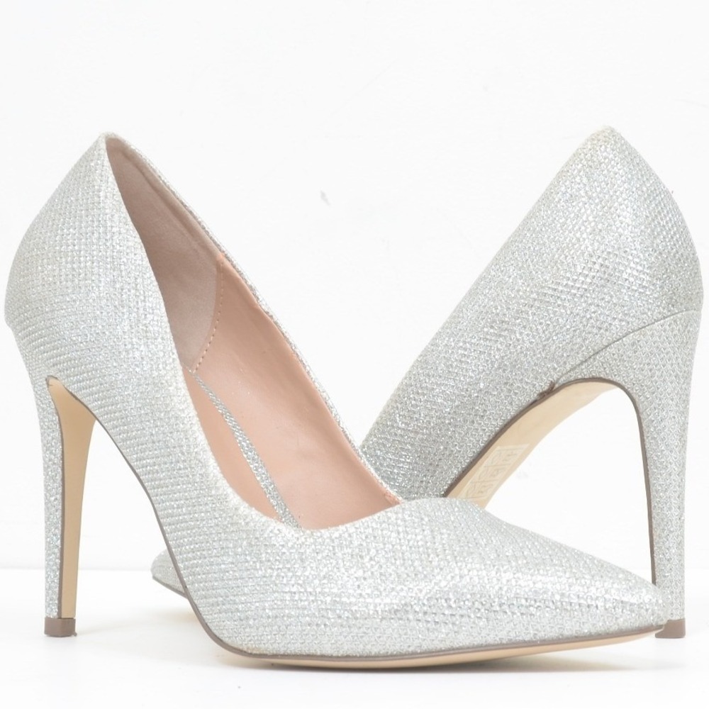 Call it Spring Agrirewiel Pump Women's 7.5 Silver Metallic Wedding Prom Heels